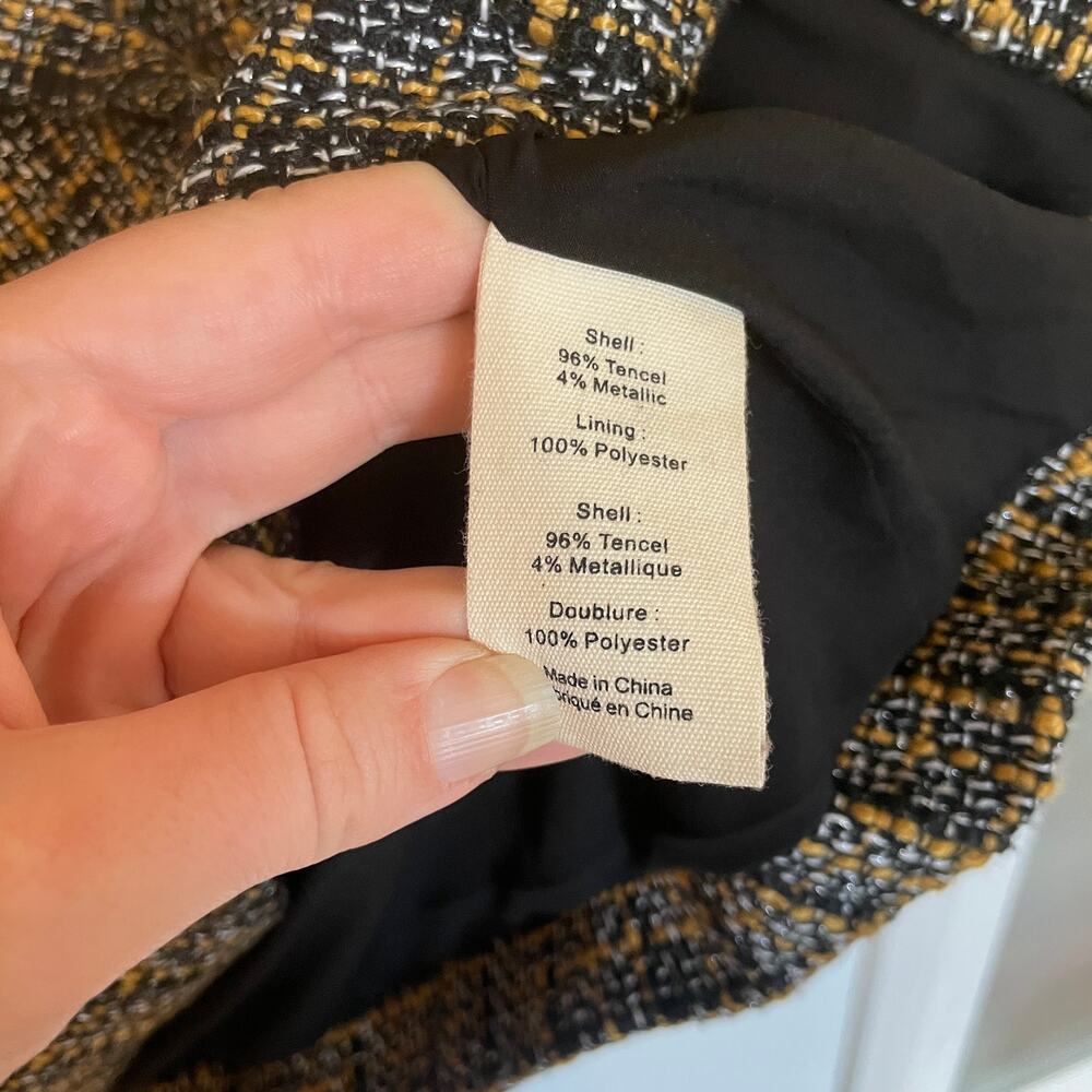 L'Agence Kenzie Blazer Double Breasted Tweed Jacket Coat Gold Buttons Black US 6 - Picture 10 of 16